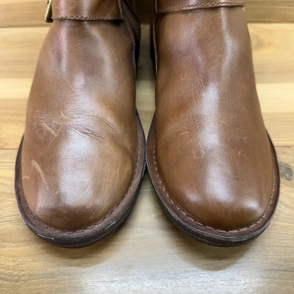 UGG Conor Mid Quilted Leather Boots 10 Buckle Biker Zip Boho Casual Mid Calf